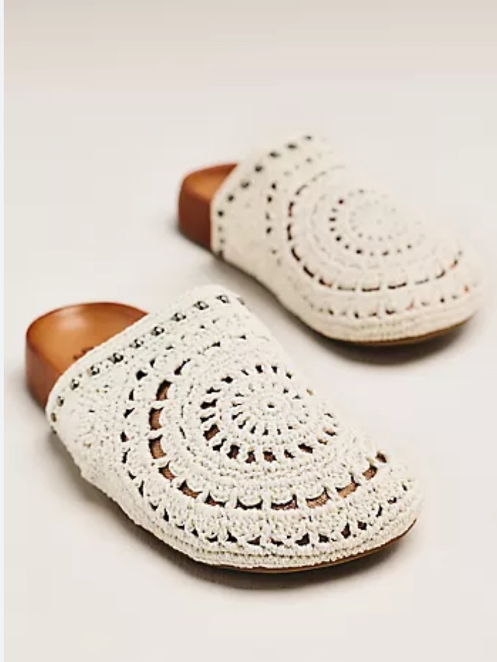 The Sak Cream Crochet Slide Mules